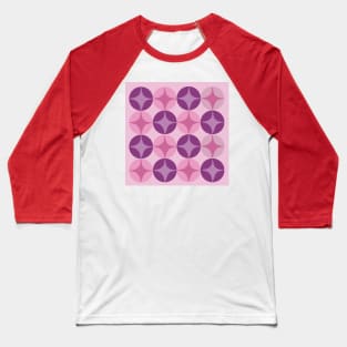 Mid Century Modern Pattern in Pink & Purple Baseball T-Shirt